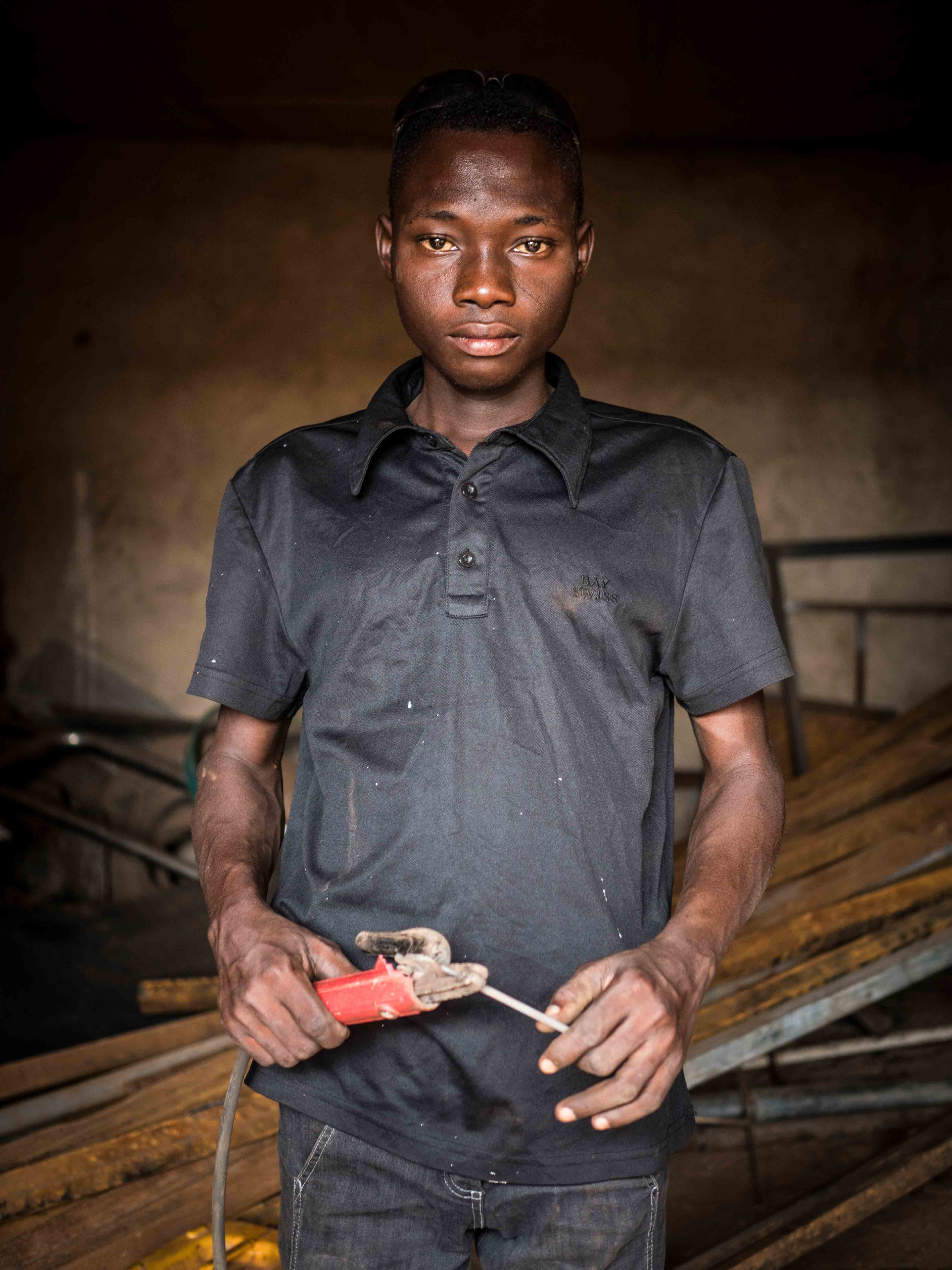 Trainee at welding workshop, Ghana